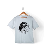 Uçan Çift Astronot Ying Yang Uzay Cosmos Çocuk Tişört 001