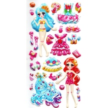 Sticker Kabartmalı Stiker Defter, Planlayıcı Etiket Limlra-020 - 17x9 Cm - Giydirme Kız Mavi