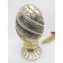 Yumurta Ayet-El Kürsi Kristal Taşlı Dini Obje Biblo Büyük Sarı
