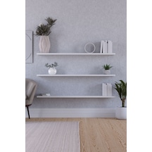 Yankı-BYEG 100 cm 3lü Mat Beyaz Mdf Duvar Rafı Gizli Bağlantı Kitaplık