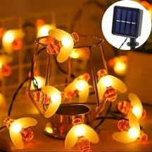 Tr Güneş Enerjili Arı Figürlü Dekoratif Led Işık 6,5 Metre - 8 Mod Bahçe, Balkon, Teras Süsleme Dekoru
