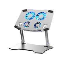 X16 Alüminyum Katlanabilir Laptop Soğutucu Stand 4 Fanlı Led Işıklı Ergonomik Tasarım Soğutucu Stand Gri - 789086616