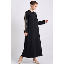 Olcay Kolları Garni Ve Taş Detaylı Ferace Siyah 6854