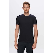 Twn Slim Fit Lacivert Düz Kabartma Baskılı T-shirt 4ec148551753m Lacivert