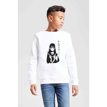 Tshirthane Wascbn Baskılı Unisex Çocuk Beyaz Sweatshirt Beyaz
