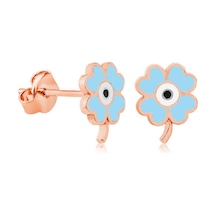 Caelo Gümüş Fosforlu Mavi Yonca Küpe