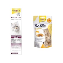 Gimcat Malt Soft Kediler İçin Tamamlayıcı Mama, Zengin Protein 20 G & Nutripockets Kedi Ödülü Peynir Taurin, 60 G 103 Ivory