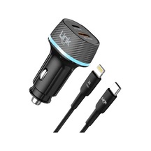 Linktech C435 55w Dual Pd30w + Qc25w Araç Şarj Aleti Type-c To Lightning Kablo Set -