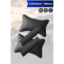 Chevrolet İmpala Uyumlu Deri Kemer Koruyucu Lüks Deri Yastık Siyah Set