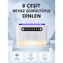 Simüle Alev Efektli Kablosuz Hoparlör Zamanlayıcılı Gece Lambası - Lisinya Beyaz