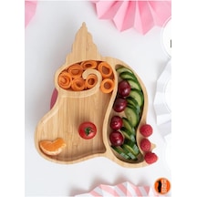 Bambu Unicorn 2 Bölmeli Doğal Bebek & Çocuk Mama Tabağı