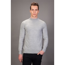 Tudors Slim Fit Dar Kesim Yarım Balıkçı Yaka Düz Erkek Kazak-13640 Gri