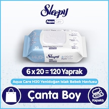 Sleepy Aquacare H2o Yenidoğan Islak Bebek Havlusu Seyahat Boy 6x20 120 Yaprak Tekli