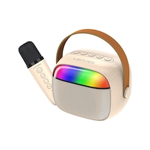 Lenyes S227 Rgb Işıklı Askılı Mikrofonlu Bluetooth Speaker Hoparlör V5.3 Bej