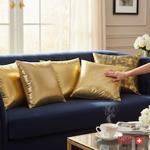 Smarto Relax 4'lü Antibakteriyel Desenli Gold Dekoratif Dolgulu Kırlent 45x45 Cm
