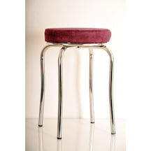 Bordo Silinebilir Kumaş Profil Tabure Metal Tabure Mutfak Taburesi Kalın Tabure