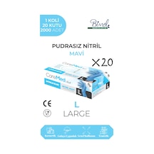 Nitril Mavi Pudrasız Muayene Eldiveni L - 1 Koli-20 Paket-2000'li