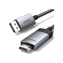 4k 60hz Displayport Hdmı Kablosu Tek Yönlü Dp 1.2 - Hdmı 2.0 Kablosu Hdr Aktif Alüminyum Örgülü Dp'den Hdmı'ya Dönüştürücü Çoklu Ekran İçin Monitör, Projektör, Dell, Lenovo 1m İle Uyumlu