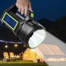 Xuweiwei 1 Adet El Feneri Çok Yönlü Güneş Enerjili Acil Kamp Lambası 7 Modlu Şeffaf Işıklı İşçi Bayramı Altın