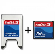Sandisk 256Mb Compact Flash Kart + Pcmcıa Adaptör Cnc Torna Uyumlu