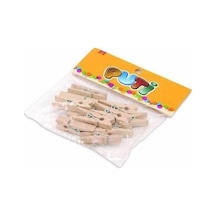 Puti Ahşap Büyük Mandal Natural 12'Li