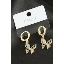 Kelebek Zirkon Taşlı Küpe-sarı N162 çok renkli