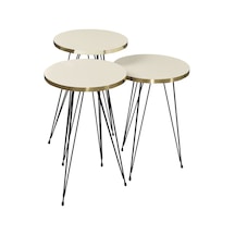 Zigon Sehpa Siyah Tel Ayak Altın Krem 1051