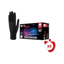 Beybi Pudrasız Nitril N-Joy Eldiven M Beden Siyah 100'lü 5 Paket