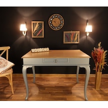 Wooding-Mobilya Wooding 100 Cm Çekmeceli Masif Gri Naturel Çalışma Masası Wooding-Mobilya Wooding 100 Cm Çekmeceli Masif Gri Naturel Çalışma Masası