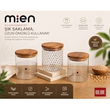 Mien 3'lü Akasya Kapaklı Cam Kavanoz Seti Şeffaf