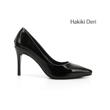Gönderi(R) Gönderi R Siyah Rugan Platinum Sivri Burun İnce Topuklu Hakiki Deri Stiletto Siyah Rugan