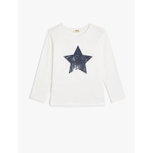 Koton Kız Çocuk Uzun Kollu T-shirt Ekru 5wkg10221ak 25ky59002056 Y5915 Ekru