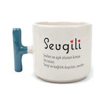 Sevgili Baskılı Mavi Kulplu T Kupa