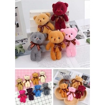 Çanta Süsü Aksesuarı Anahtarlık 6 Adet Peluş Ayıcık Set Mini Yumoş Karışık Renk Çanta Süsü 11 Cm Çok Renkli