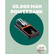 Dijital Ekranlı 20.000 Mah Powerbank 22.5w Hızlı Şarj + Çoklu Bağlantı Seçeneği Siyah