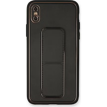 Muratech Newface Apple Uyumlu iPhone Xs Max Kılıf Coco Deri Standlı Kapak - Siyah