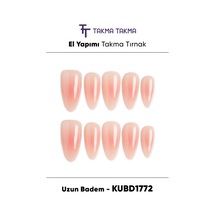 Kubd1772 Uzun Badem 10'lu Tekrar Kullanılabilir El Yapımı Protez Takma Tırnak Xs