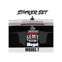 Sticker Seti - Resimli Yazılı Coklu Set - Araba Cam Yapıştırması