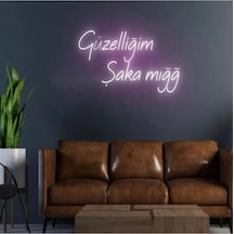 Güzelliğim Şaka Mığğ - Led Dekoratif Duvar Aydınlatması Neon Duvar Yazısı Sihirli Led Mesajlar