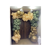 Krom Gold Küf Yeşili Ve Somon Balon Zinciri 100 Adet Mix
