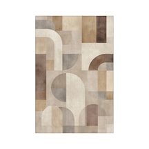 Forma 600 Pastel Renkli Geometrik Desenli Halı Yıkanabilir Modern Dekoratif Salon Ev Oda Halısı Çok Renkli