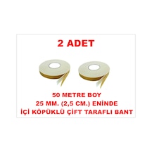 Çift Taraflı İçi Köpüklü Sarı Bant 50 M. Uzunlukta 25 Mm-2,5 Cm Ebatında 2 Adet