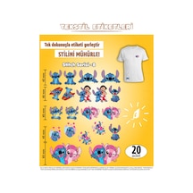 Ütü İle Yapışan Kıyafet Etiketi Stitch Serisi -8 20li Set Karışık