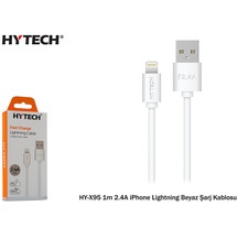 Hytech HY-X95 1m 2.4a  Lightning Beyaz Şarj Kablosu