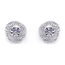 Monemel Kristal Taşlı Küpe Altın Kaplama E0280 Gümüş - Rodyum