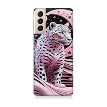 Samsung Galaxy S21 Uyumlu Pembe Leopar Desenli Silikon Kılıf