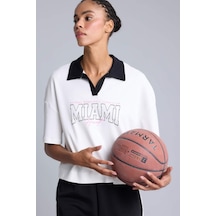 Defacto Pamuk Nba Mıamı Heat Lisanslı Sporcu Kısa Kollu Polo Ecru Tişört H9413ax26hser105 Ekru-er105