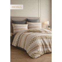 Mira Çift Kişilik Lastikli Çarşaflı Nevresim Takımı Bej - Motif