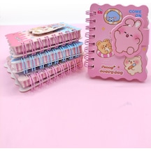 Sevimli Hayvanlar Cırtlı Cep Boy Mini Not Defteri 7x8 Cm - Pembe