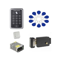Rfid Proximity Şifreli Kartlı Kapı Açma Sistemi Seti 10 Göstergeç Kilit Şifre Paneli Trafo Buton